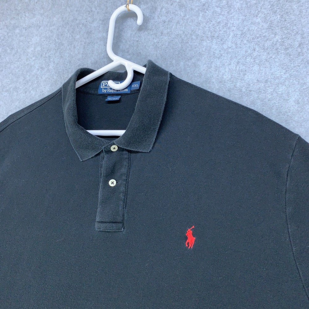 Polo Ralph Lauren Polo Shirt Mens XXL Black Y2K Soft Faded Red Pony Logo